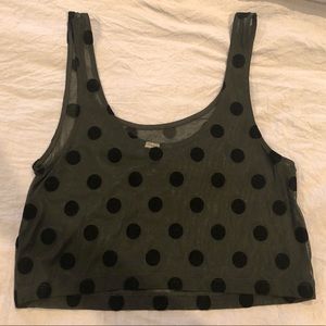 Vintage Black Polka Dot Crop Top
